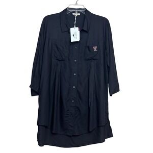 NWT Texas Tech Red Raiders UG Apparel Womens L Black 3/4 Sleeve Blouse Shirt